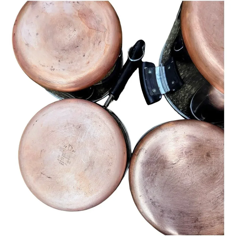 Revere Ware Vintage Copper Bottom Pots And Pans 16 Piece Stainless Cookware Lot
